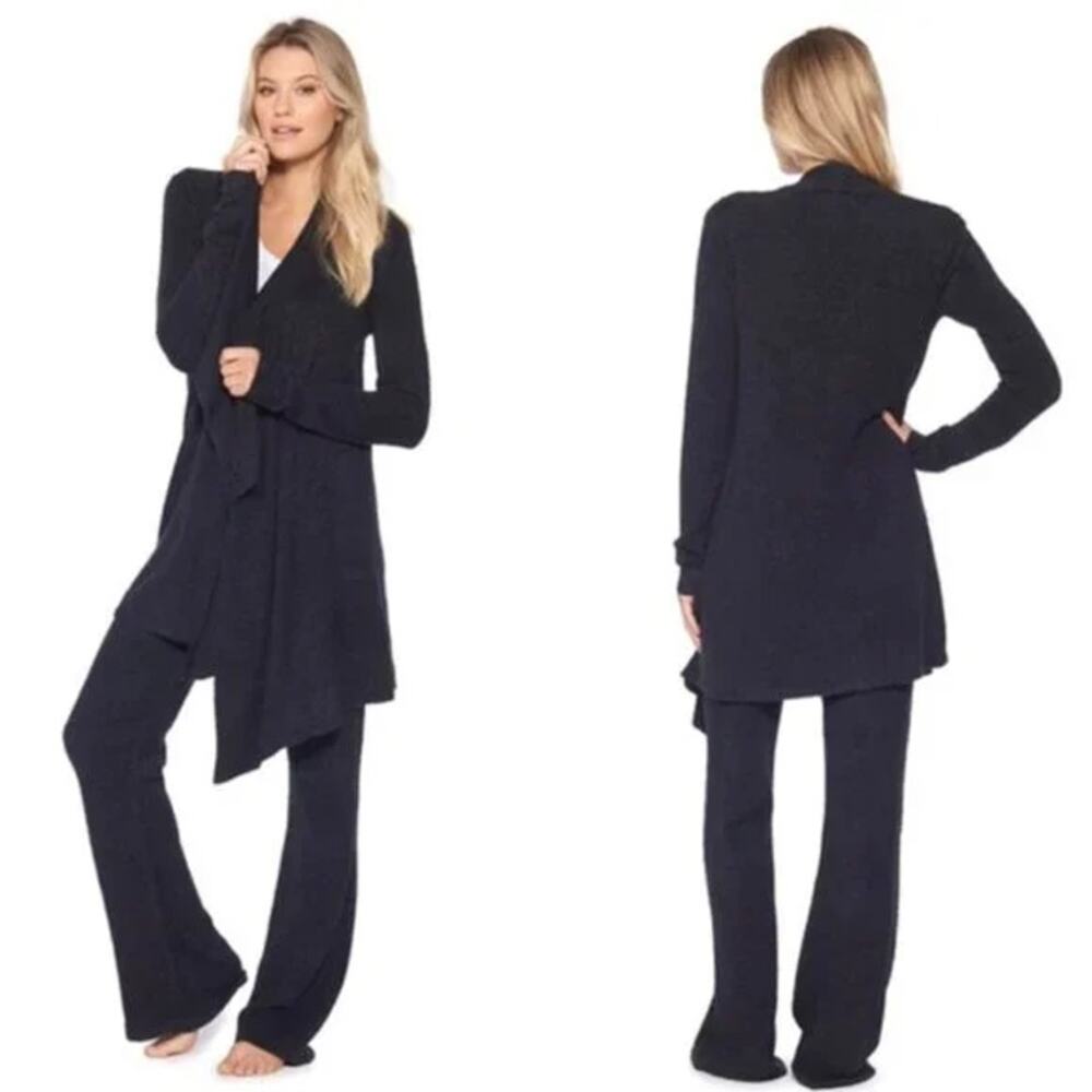Barefoot Dreams Calypso Bamboo Chic Lite Wrap Cardigan Navy Blue Size S/M